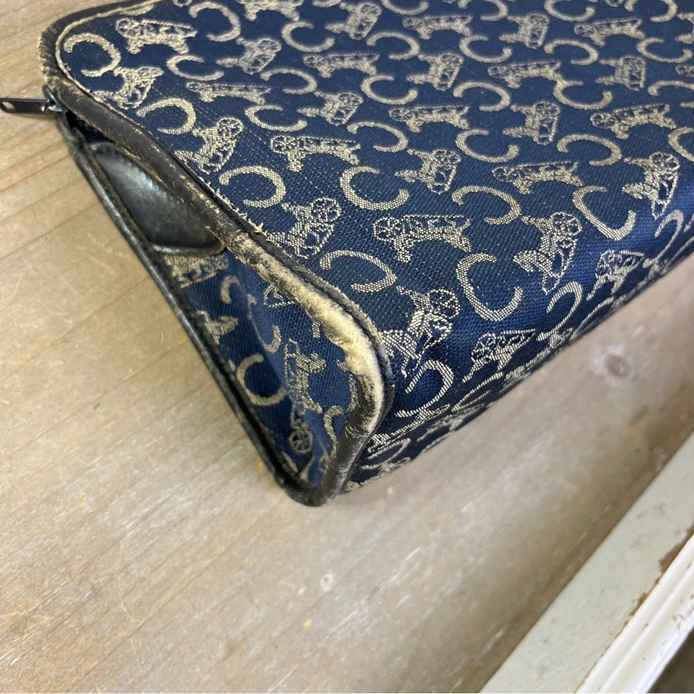 Vintage Celine Navy Macadam Toiletry Bag COA Horse Carriage Old Money Luxury - Picture 8 of 13